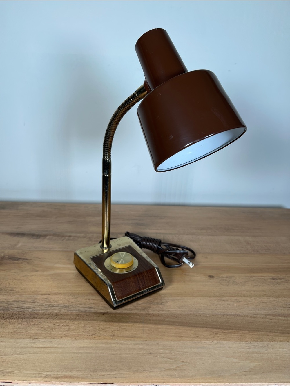 Vintage Brown Gooseneck Desk Lamp with dimmer